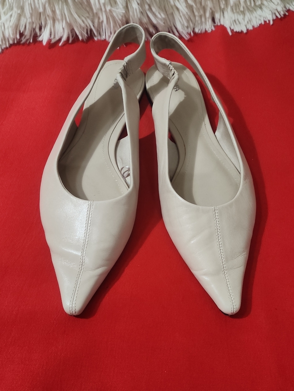 Zara Cream Pointed Slingback Flats
